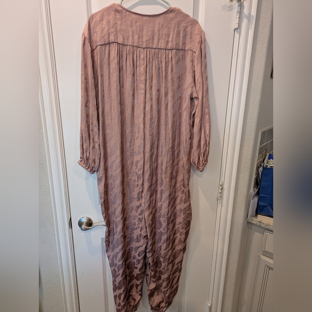 NWT Anthropologie Rose Laurentia Jacquard Jumpsuit Pink Size S Boho Wide Leg - Picture 13 of 14